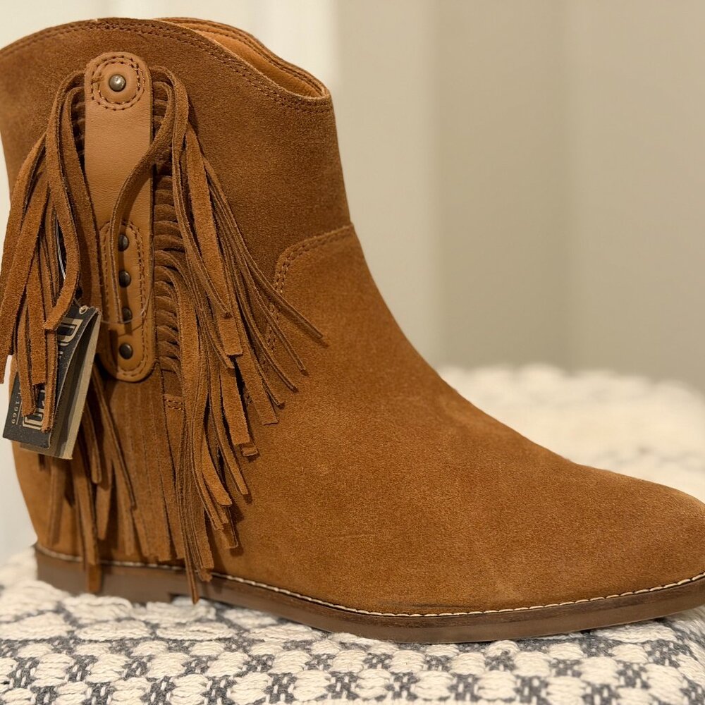 Dingo Kayce Western Leather with fringe snip Ankle Boots Fringe DI 878 size 8